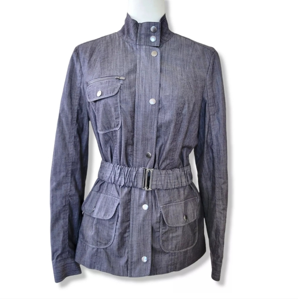 Calvin Klein Women’s Utility Jacket Gray with Belted‎ Waist Size 6